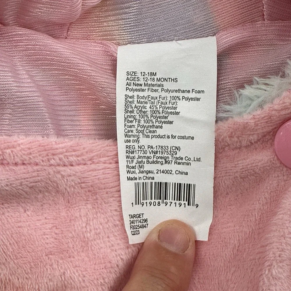 Target Unicorn‎ Halloween Bodysuit  Costume Rainbow 12-18 Months Faux Fur Baby